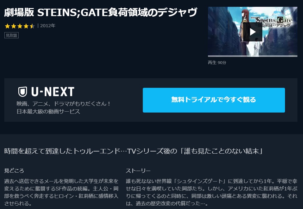 劇場版 Steins Gate 負荷領域のデジャヴの動画を無料フル視聴できるサイトまとめ 午後のアニch アニメの動画情報や考察まとめ