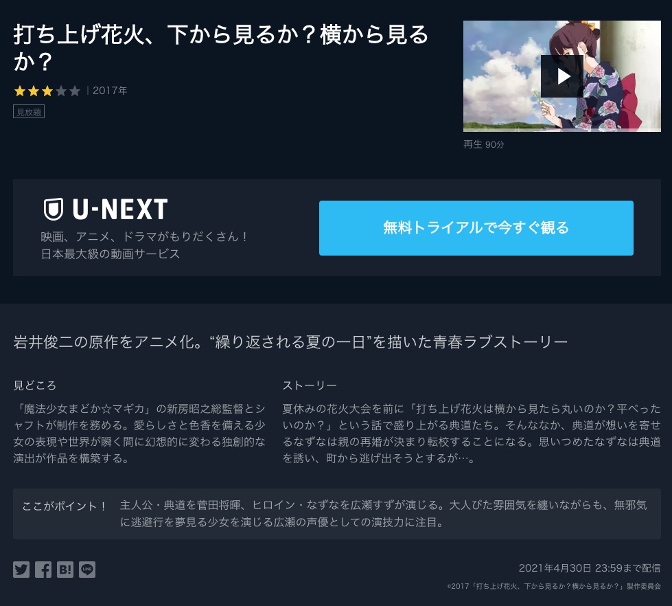 打ち上げ花火 下から見るか 横から見るか の動画を無料フル視聴できるサイトまとめ 午後のアニch アニメの動画情報や考察まとめ