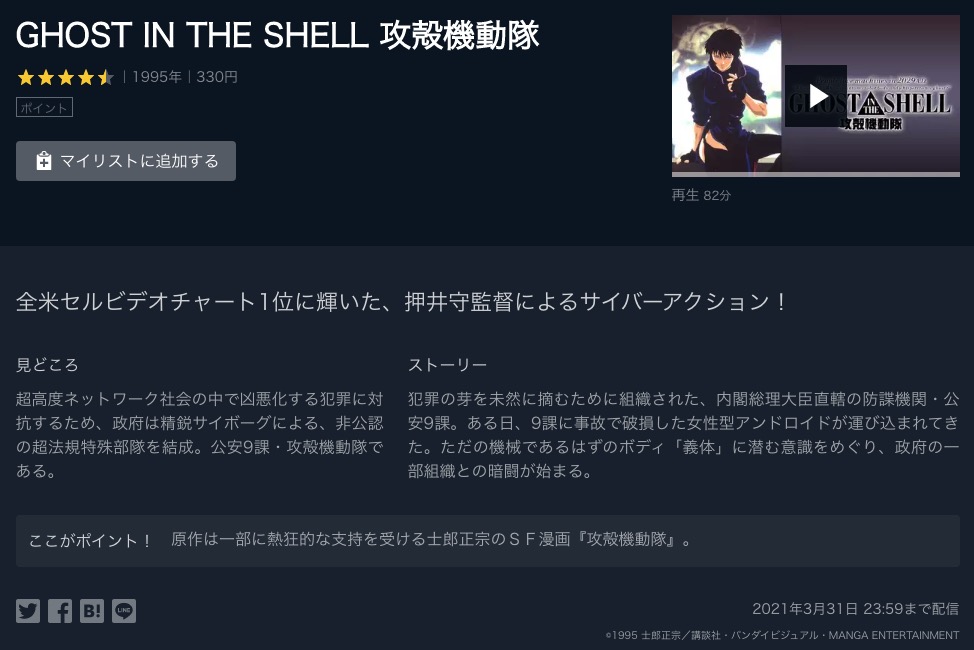 Ghost In The Shell 攻殻機動隊の動画を無料フル視聴できるサイトまとめ 午後のアニch アニメの動画情報や考察まとめ