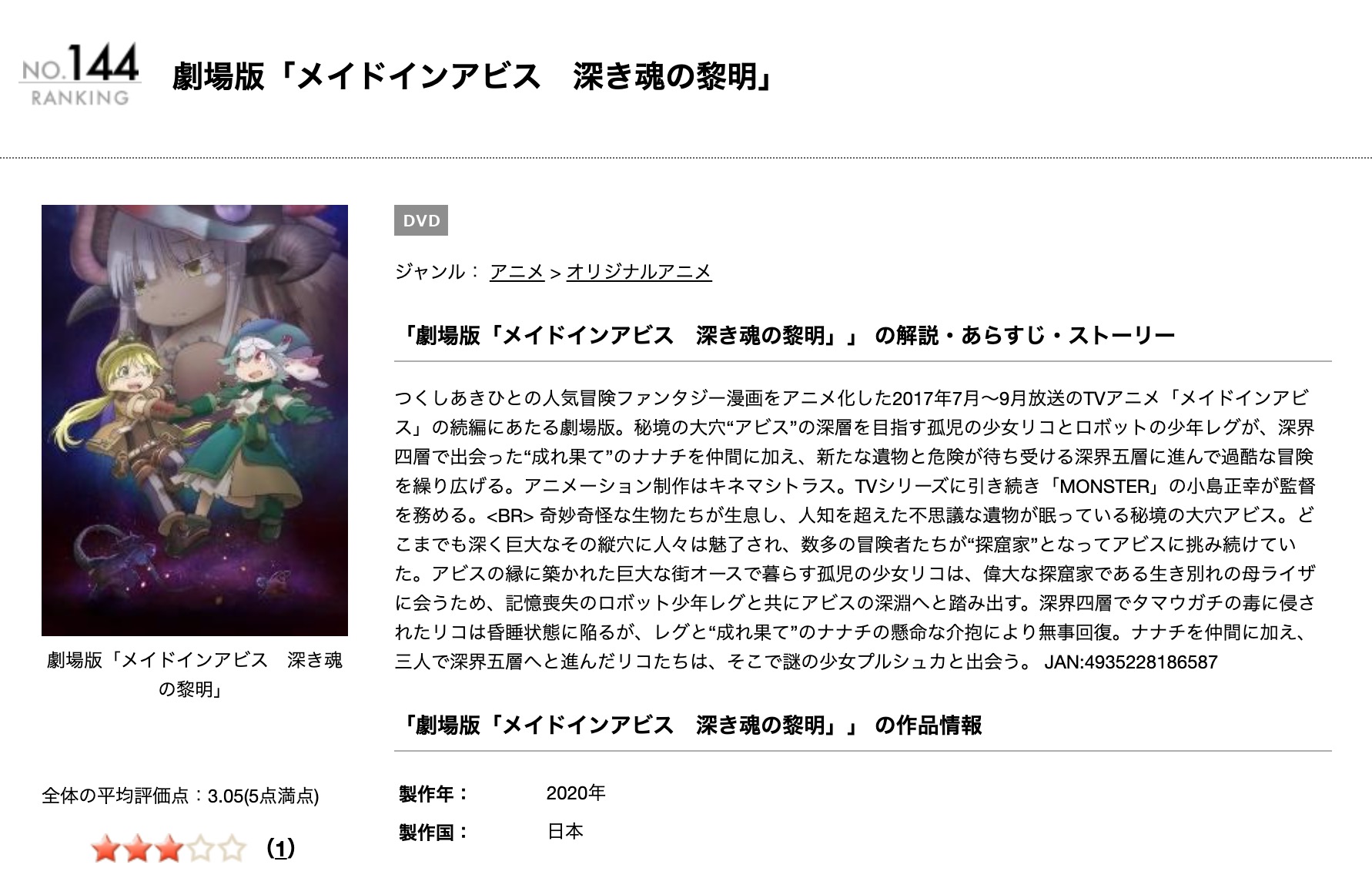 劇場版メイドインアビス 深き魂の黎明の動画を無料フル視聴できるサイトまとめ 午後のアニch アニメの動画情報や考察まとめ